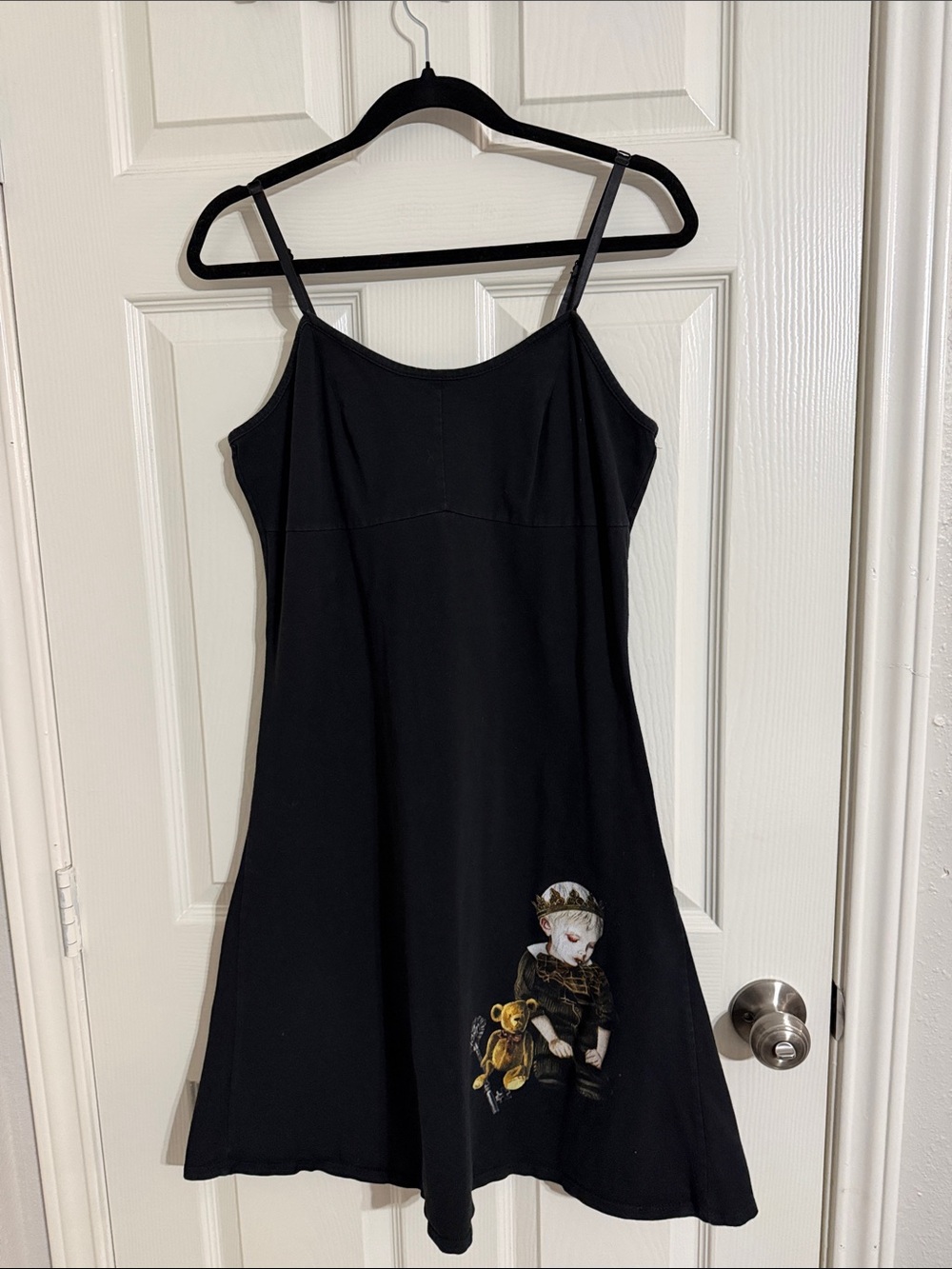 RARE Korn Black Midi Slip Dress with Decorative album cover Print